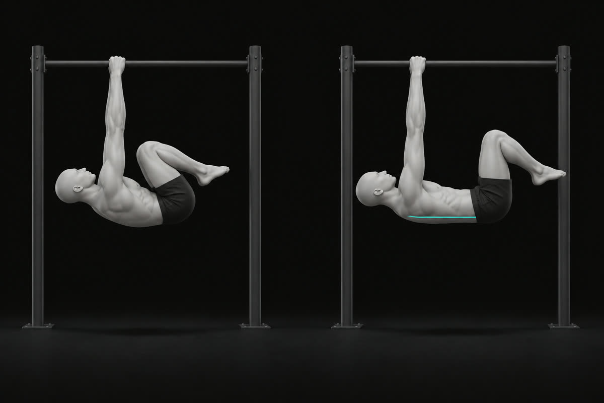 Illustration comparing a tuck front lever with a rounded back and an advanced tuck front lever with a flat back